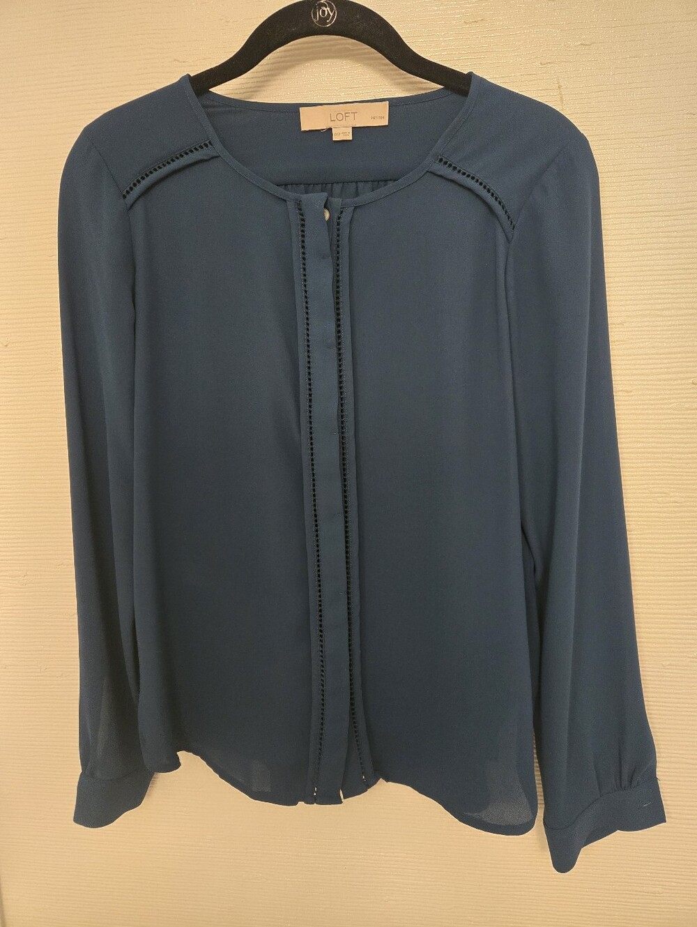 LOFT Teal-Blue Long Sleeve Button-Front Blouse - Petite XXS
